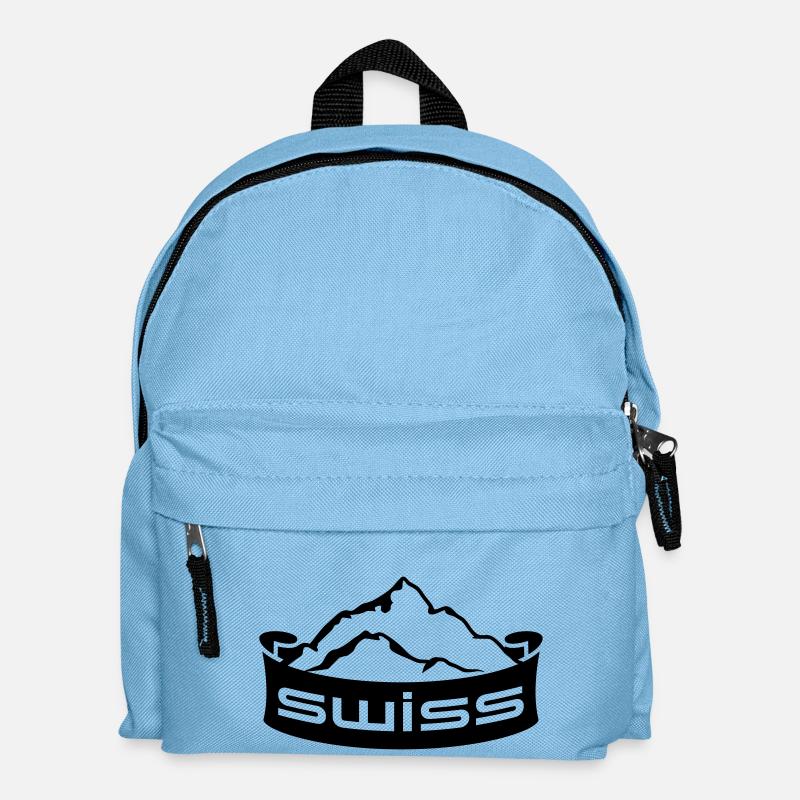 Swiss Mountain Banner Logo - Kids' Backpack - light blue