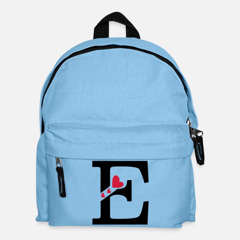 Capital letter E with hearts - Kids' Backpack - light blue