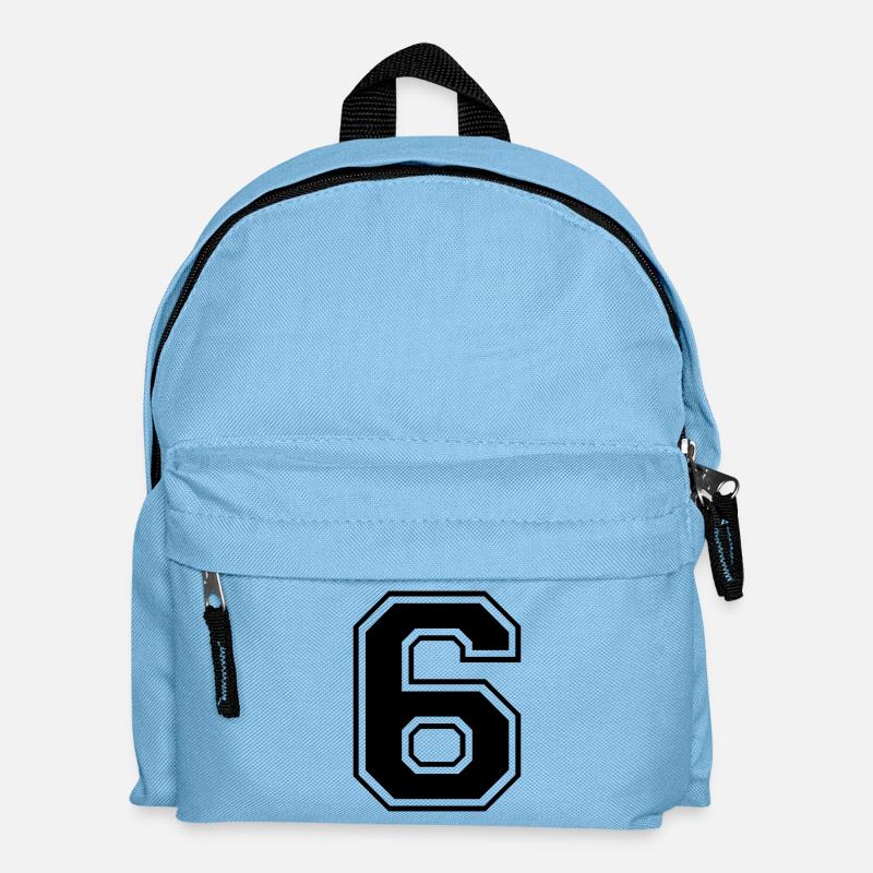 6, Sechs, Nummer, Zahl - Kinder Rucksack - Hellblau