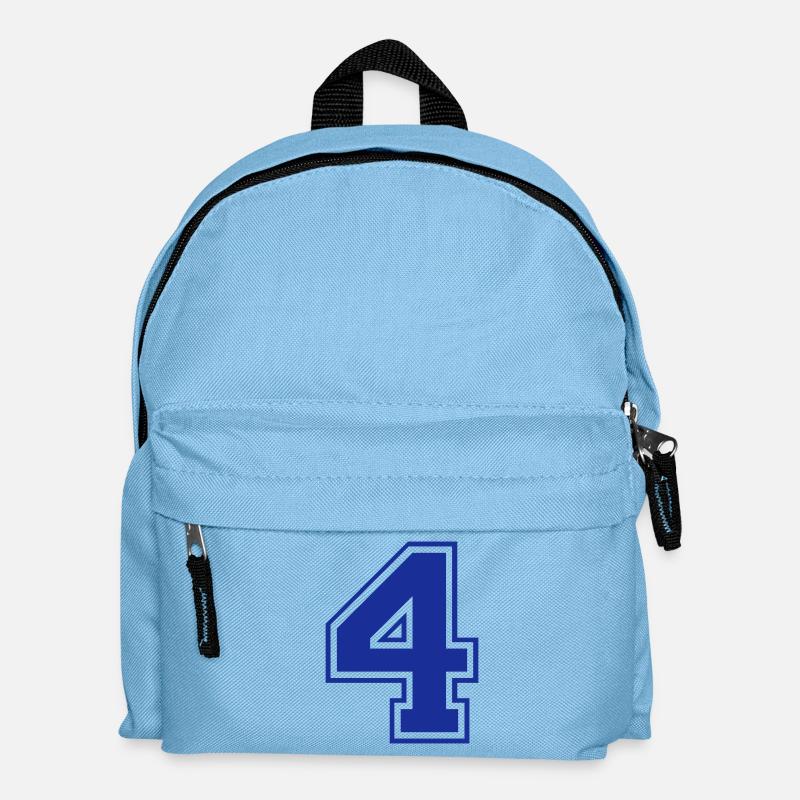 4 - Nummer - Zahl - Kinder Rucksack - Hellblau