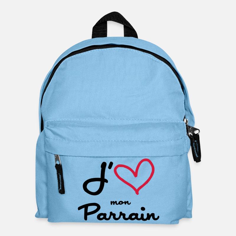 J'aime mon Parrain / Naissance / Bébé / Baptême - Sac à dos Enfant - bleu clair
