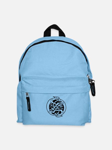 Irland T-Shirt Design Two Celtic Beasts - Kinder Rucksack - Hellblau