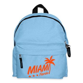 Miami USA Palmen Strand Sonne Amerika Florida Logo - Kinder Rucksack - Hellblau - Vorne