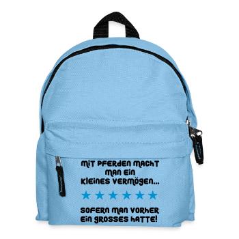 Mit Pferden macht man ein kleines Vermögen - Kinder Rucksack - Hellblau - Vorne