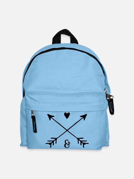 Partner-Wappen / Pfeile & Herz / personalisiert - Kinder Rucksack - Hellblau