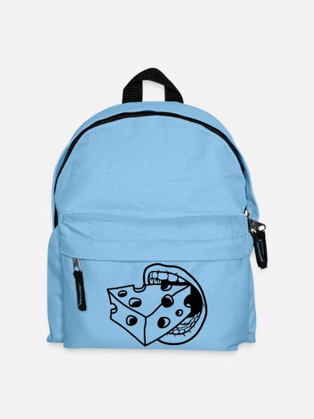 mouth bite eat mouth kaese loecher gauda co - Kids' Backpack - light blue