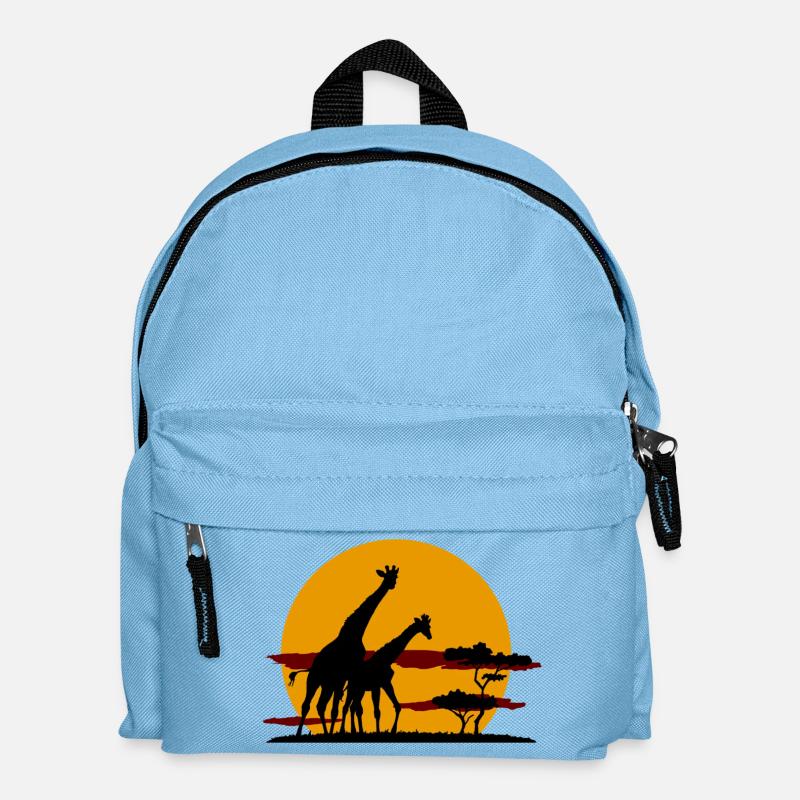 girafes - Sac à dos Enfant - bleu clair
