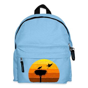 Stork, Nest, Storks, Sunset Bird Flight - Kids' Backpack - light blue - Front