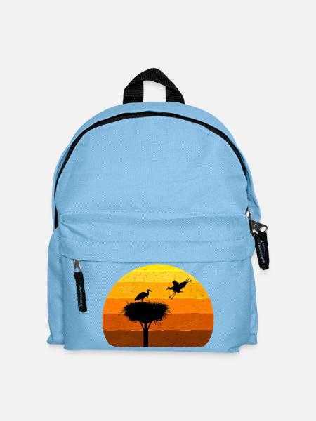 Storch, Horst, Störche, Sonnenuntergang Vogel Flug - Kinder Rucksack - Hellblau