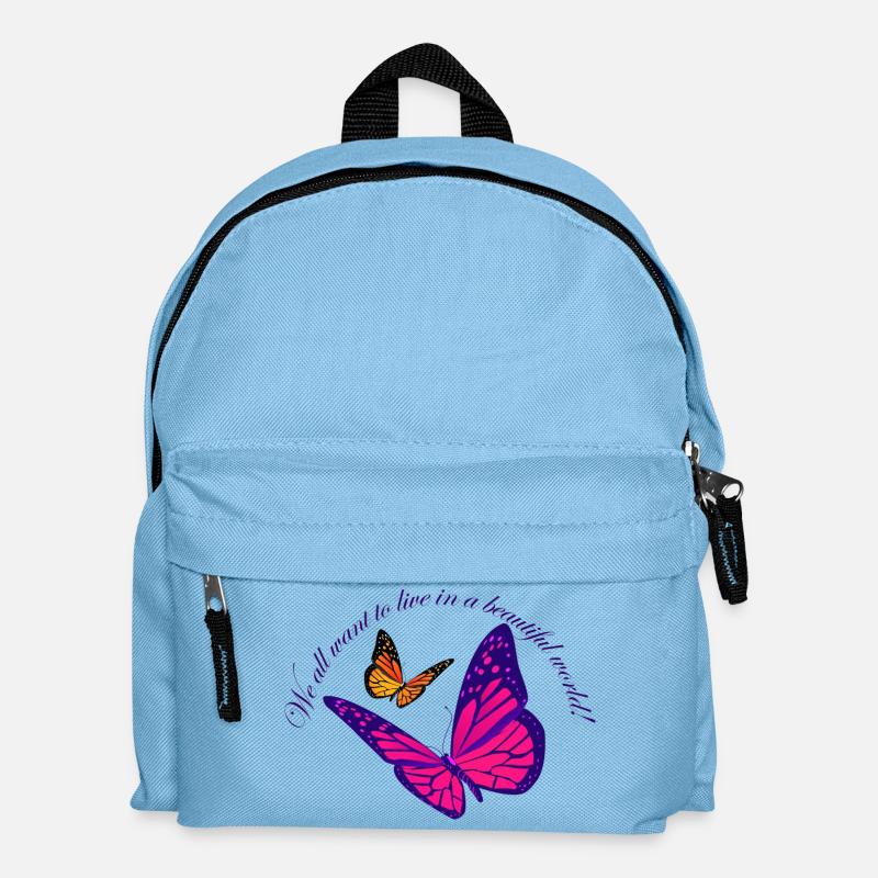 Neon Schmetterlingszauber - Kinder Rucksack - Hellblau