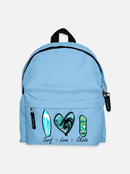 surfen lieben skaten welle herz - Kinder Rucksack - Hellblau