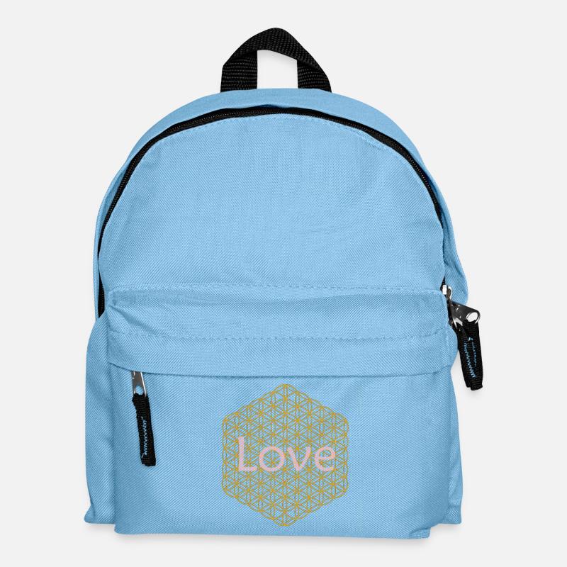 Fleur de Vie - 5ème Dimension - Or - Amour - Sac à dos Enfant - bleu clair