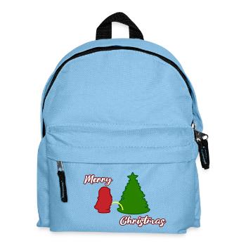 Santa peeing - Christmas Tree - Weihnachtsmann - Kinder Rucksack - Hellblau - Vorne