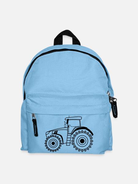 Tractor Symbol Outline Agriculture - Kids' Backpack - light blue