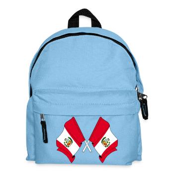 Zwei gekreuzte Flaggen von Peru - Kinder Rucksack - Hellblau - Vorne