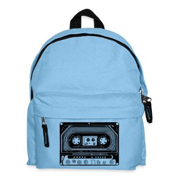 Retro Design Audio Kassette Schwarz - Kinder Rucksack - Hellblau - Vorne