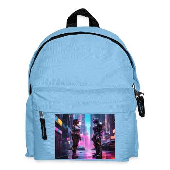 Neon Cyberpunk Begegnung - Kinder Rucksack - Hellblau - Vorne