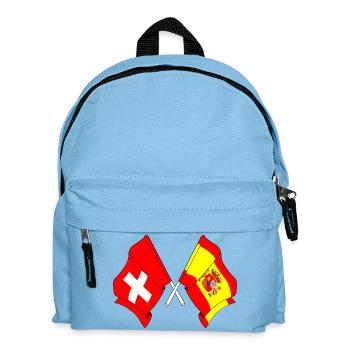 Flagge der Schweiz und Flagge Spaniens - Kinder Rucksack - Hellblau - Vorne