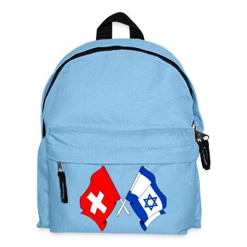 Flagge der Schweiz und Flagge Israels - Kinder Rucksack - Hellblau - Vorne