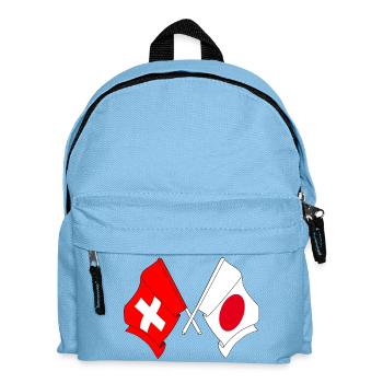 Flagge der Schweiz und Flagge Japans - Kinder Rucksack - Hellblau - Vorne