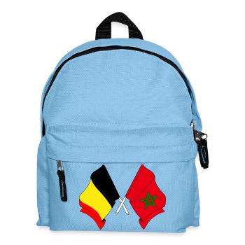 Flagge von Belgien, Flagge Marokko - Kinder Rucksack - Hellblau - Vorne