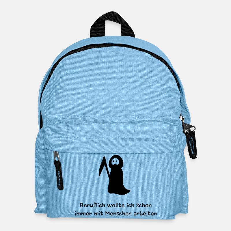 Beruflich mit Menschen arbeiten | Sensenmann Spaß - Kinder Rucksack - Hellblau