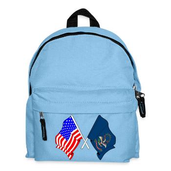 Drapeau des États-Unis et du Dakota du Nord croisé - Sac à dos Enfant - bleu clair - Devant