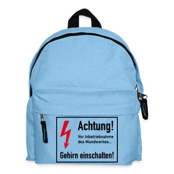 Vor Inbetriebnahme des Mundwerks - Gehirn einsch - Kinder Rucksack - Hellblau - Vorne