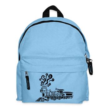 Vintage Schwarze Lokomotive - Kinder Rucksack - Hellblau - Vorne