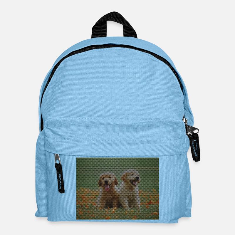 Zwei Labrador Retriever Welpen mit Dreickmuster - Kinder Rucksack - Hellblau