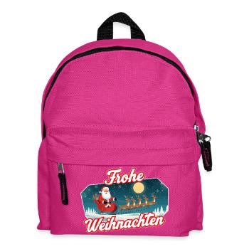 Santa Schlitten Weihnachtsszene - Kinder Rucksack - Fuchsia - Vorne