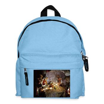 Scène de la Crèche illuminée entre les pierres - Sac à dos Enfant - bleu clair - Devant