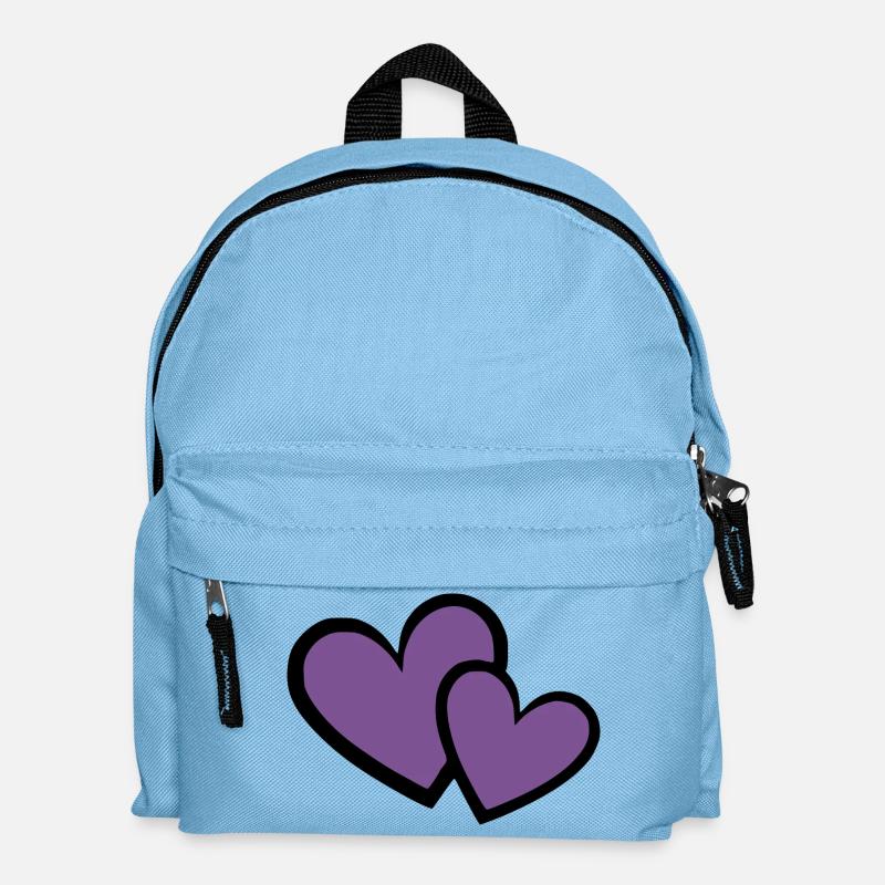 2 violette Herzen Herz violett Herzmuster - Kinder Rucksack - Hellblau