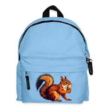 Orange braun Eichhörnchen mit Eichel Nuss Motiv - Kinder Rucksack - Hellblau - Vorne