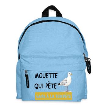 Gare à la tempête – mouette sur quai jaune - Sac à dos Enfant - bleu clair - Devant