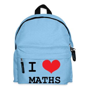 J'aime les Maths : Tee-shirt Passion Mathématiques - Sac à dos Enfant - bleu clair - Devant