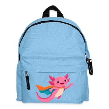Pink Kawaii Axolotl as a Flying Superhero – Cute - Kids' Backpack - light blue - Front