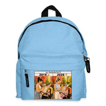 Mother with smartphone and baby - Kids' Backpack - light blue - Front