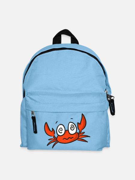 Red crab cartoon with big eyes - Kids' Backpack - light blue