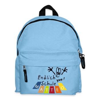 Endlich Schule Matteo  - Kinder Rucksack - Hellblau - Vorne