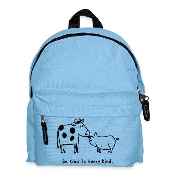 Be Kind To Every Kind Vegan Cow Pig - Kids' Backpack - light blue - Front