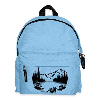 Minimalist mountain lake with rowing boat - Kids' Backpack - light blue - Front
