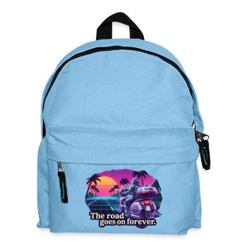 Retro biker on sunset background - Kids' Backpack - light blue - Front