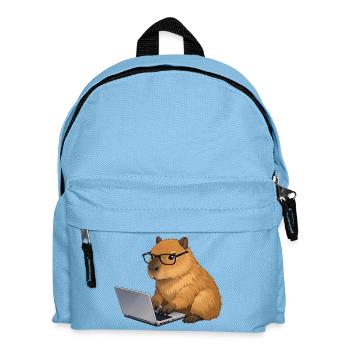 Capybara on the laptop - Kids' Backpack - light blue - Front
