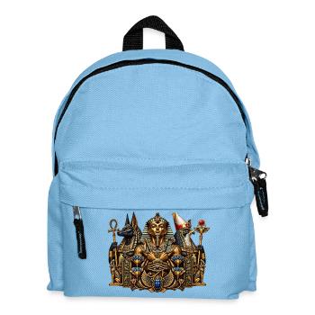 Pharao mit Anubis & Horus – Ägypten - Kinder Rucksack - Hellblau - Vorne