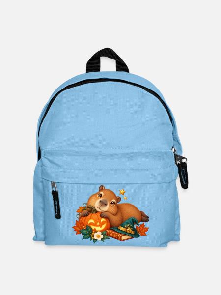 Capybara Halloween Kürbis Verspielter Stil - Kinder Rucksack - Hellblau