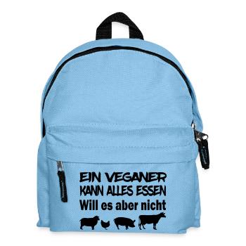 Ein Veganer kann alles essen! - Kinder Rucksack - Hellblau - Vorne