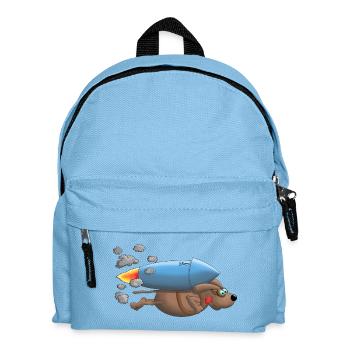 Raketen Hund - Kinder Rucksack - Hellblau - Vorne