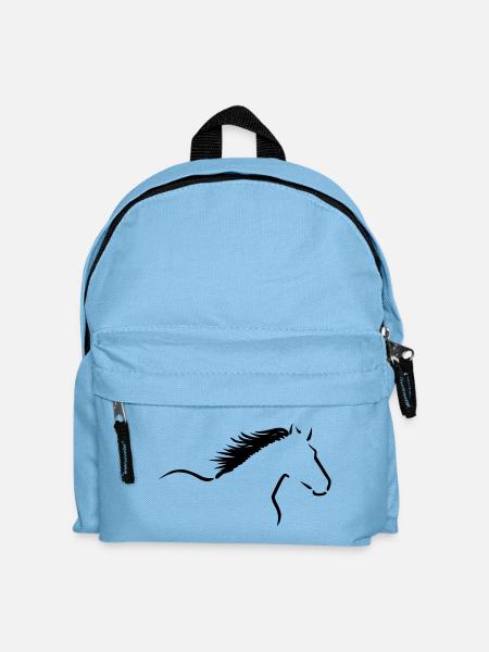 Zeichnung: Pferd mit wehender Mähne - Kinder Rucksack - Hellblau