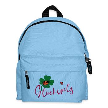 Glückspilz, Kleeblatt, Marienkäfer - Kinder Rucksack - Hellblau - Vorne